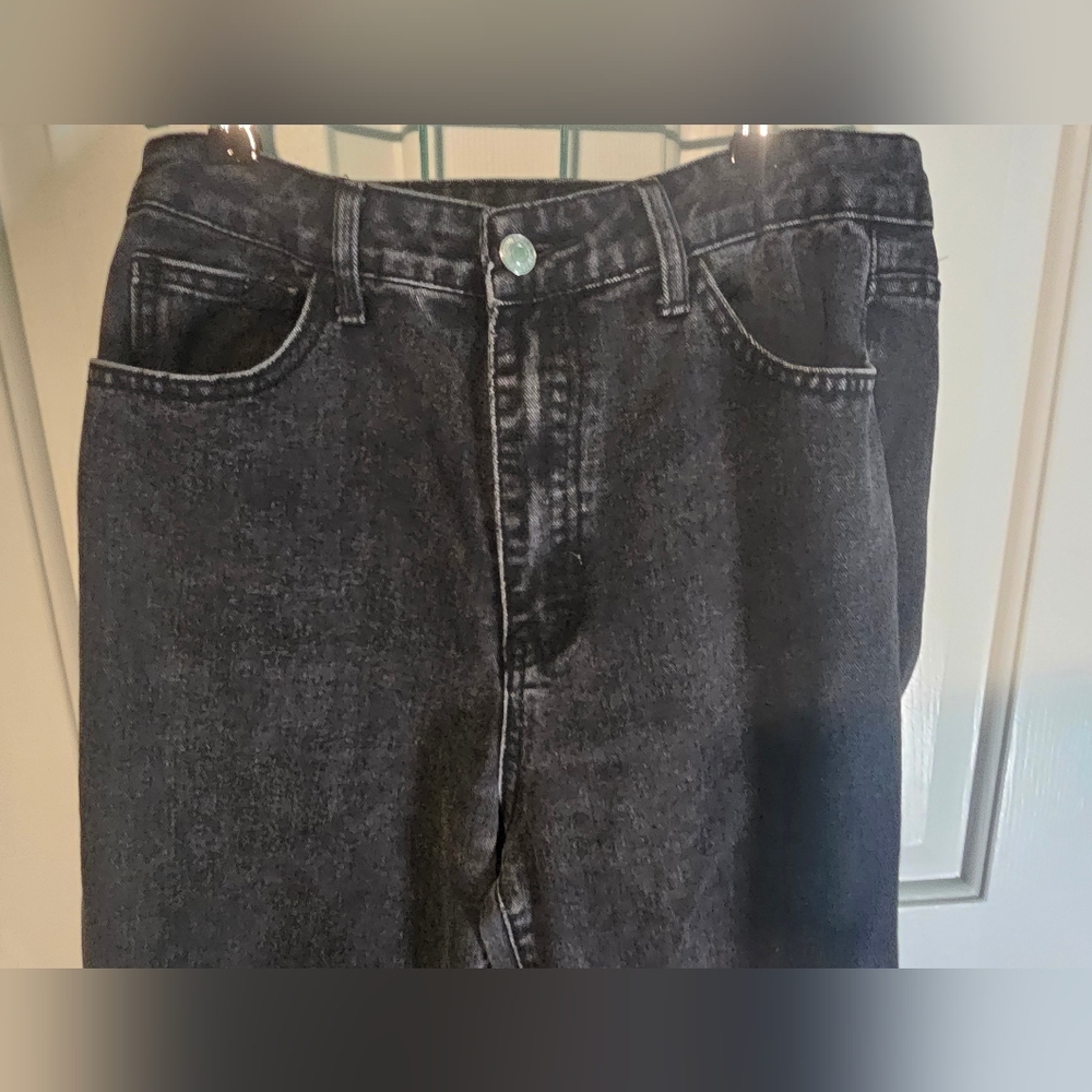 SHEIN Wide-Leg Jeans Black w/ Blue Butterfly on Back Pocket Women's Sz M (US 6) - Picture 3 of 9